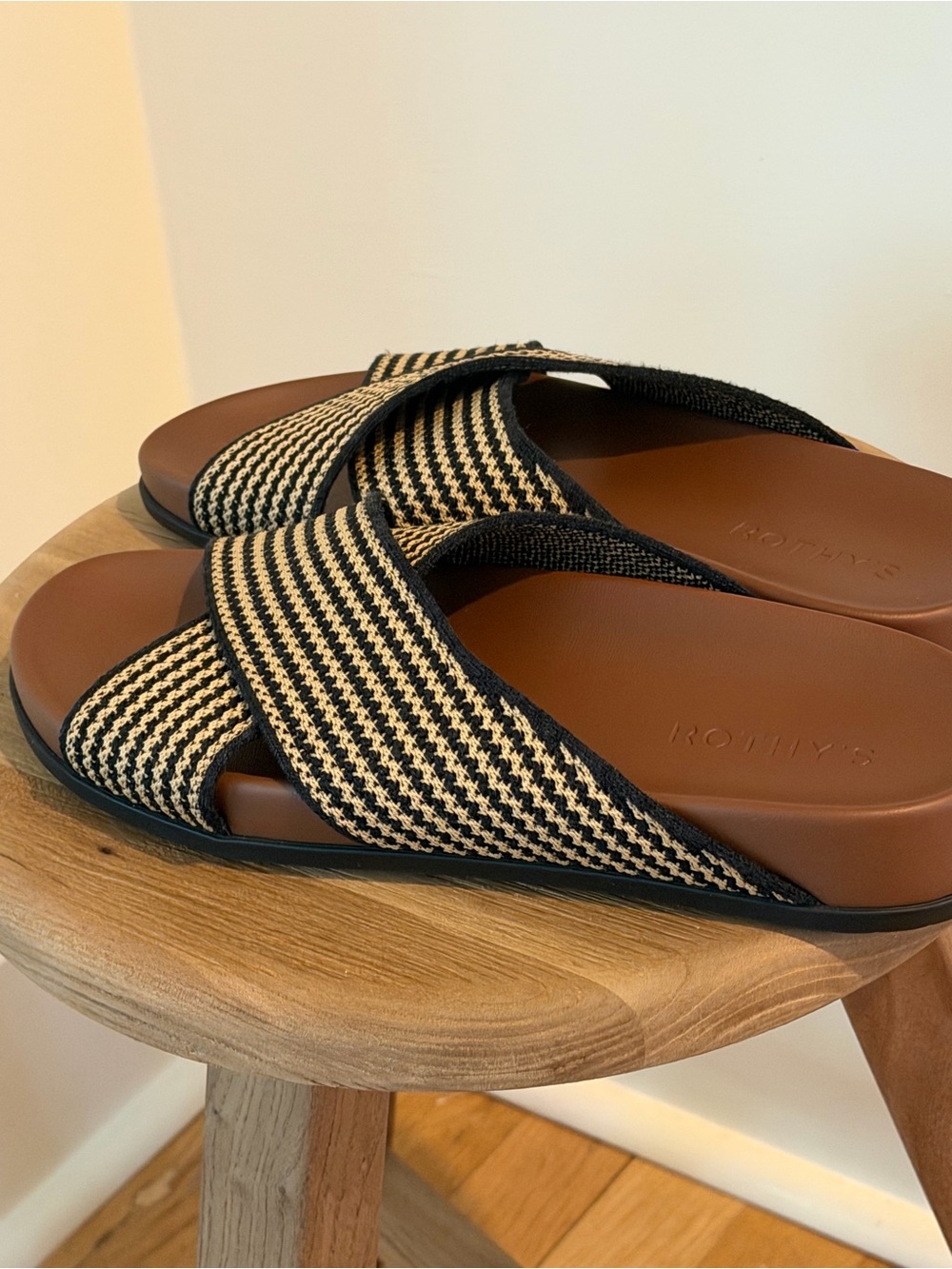 Rothy's Women’s The Weekend Slide in Toffee Stripe - Picture 6 of 9